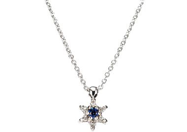 Μενταγιόν με Διαμάντια και Ορυκτή Πέτρα Λευκόχρυσος Κ18 - 11009 -  - 