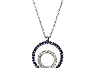 Μενταγιόν με Διαμάντια και Ορυκτή Πέτρα Λευκόχρυσος K18 - 11023 -  - 