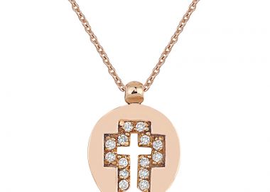 Μενταγιόν με Διαμάντια Ροζ Χρυσός Κ18 - 13030P -  - 