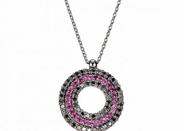 Μενταγιόν με Μαύρα Διαμάντια και Ορυκτή Πέτρα Λευκόχρυσος Κ18 - -  - 