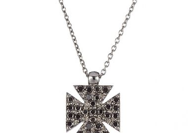 Μενταγιόν με Μαύρα Διαμάντια Λευκόχρυσος Κ18 - 11006BL -  - 