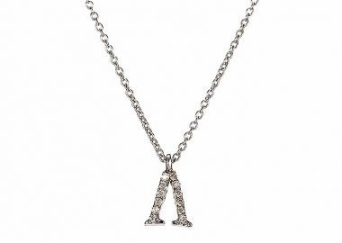 Μενταγιόν Μονόγραμμα Λ με Ζιργκόν Λευκόχρυσος K9 - 10014WΛ -  - 