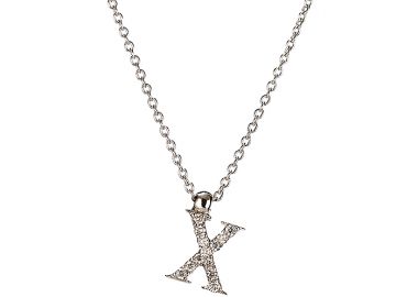 Μενταγιόν Μονόγραμμα X με Ζιργκόν Λευκόχρυσος Κ9 - 10014WX -  - 