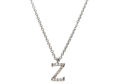 Μενταγιόν Μονόγραμμα Ζ με Διαμάντια Λευκόχρυσος Κ18 - 10014Z -  - 