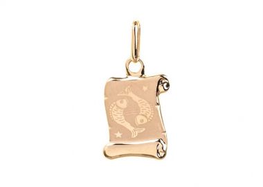 Μενταγιόν ζώδιο από χρυσό 14 καρατίων Κ14 με ιχθύες -  - 