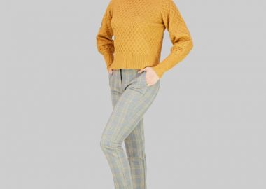 Mere γυναικείο καρό παντελόνι με λάστιχο στο πίσω μέρος - SOU - 