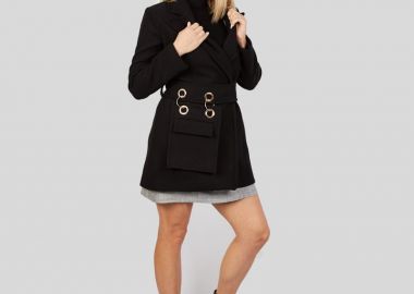 Μεσάτο γυναικείο παλτό με τσαντάκι στη ζώνη - SOU - 