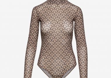 Mesh Printed Bodysuit In Nude - Cutcuutur - 