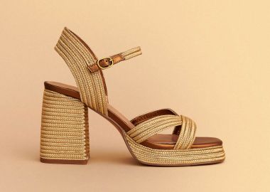 Μεταλιζέ πέδιλο με χοντρό τακούνι - 5206179111447 -  - 