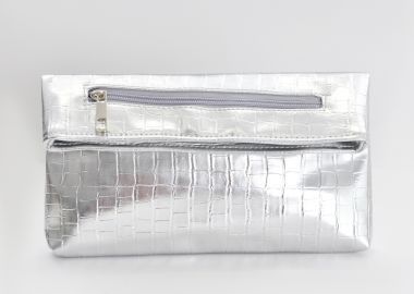 Metallic τσάντα φάκελος με κροκό υφή - MAT FASHION - 