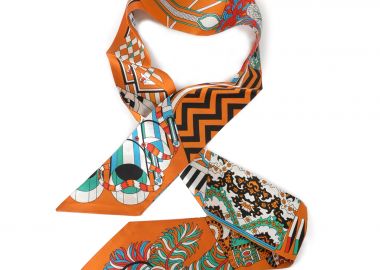 Μεταξωτό scrunchie με print μαντηλιού - MAT FASHION - 