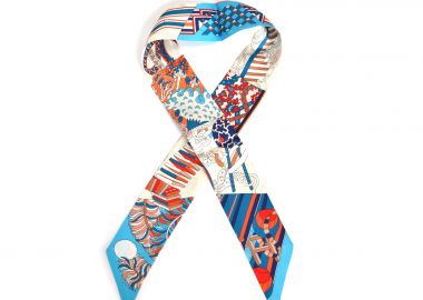 Μεταξωτό scrunchie με print μαντηλιού - MAT FASHION - 