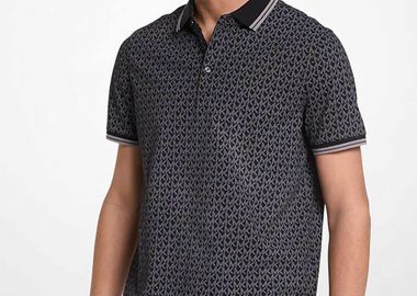 Michael Kors ανδρική μπλούζα πόλο με all-over monogram print Regular Fit - CS550V85KS Μαύρο - MICHAEL KORS - 