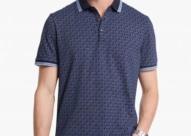 Michael Kors ανδρική μπλούζα πόλο με all-over monogram print Regular Fit - CS550V85KS Μπλε Σκούρο - MICHAEL KORS - 