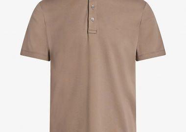 Michael Kors ανδρική μπλούζα πόλο με κεντημένο monogram Regular Fit - CS15073C93 Καφέ Ανοιχτό - MICHAEL KORS - 