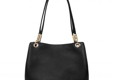 Michael Kors γυναικεία δερμάτινη τσάντα ώμου μονόχρωμη με μεταλλικό λογότυπο 