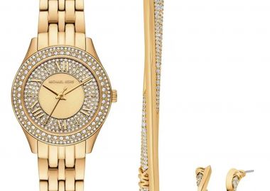 MICHAEL KORS Harlowe Crystals Gift Set - MK4974, Gold case with Stainless Steel Bracelet - Michael Kors - 