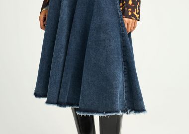 Midi denim φούστα από 100% βαμβάκι - FUNKY BUDDHA - 