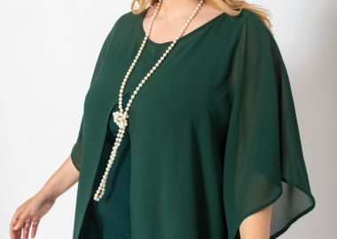 Midi διπλό φόρεμα με μουσελίνα σε πράσινο χρώμα -  - 