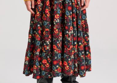 Midi εμπριμέ φούστα με βολάν - FUNKY BUDDHA - 