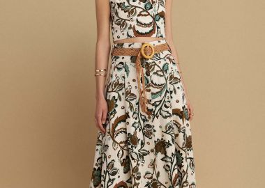 Midi εμπριμέ φούστα με ζώνη - 5206634922014 -  - 