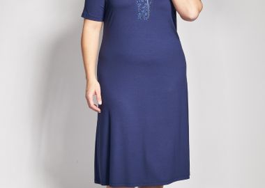 Midi φόρεμα με κεντητή v λαιμόκοψη -  - 