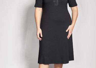 Midi φόρεμα με κεντητή v λαιμόκοψη -  - 