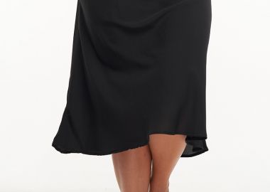 Midi φούστα με λάστιχο στην μέση σε μαύρο χρώμα -  - 