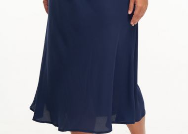 Midi φούστα με λάστιχο στην μέση σε μπλε σκούρο χρώμα -  - 