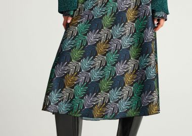 Midi φούστα με tropical print - FUNKY BUDDHA - 
