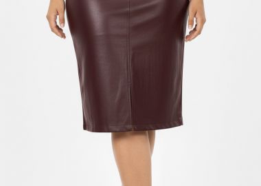 Midi pencil eco leather φούστα σε μπορντώ χρώμα -  - 