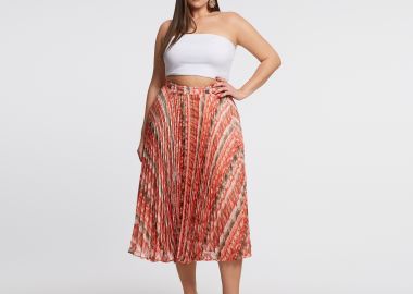 Midi πλισέ φούστα εμπριμέ - MAT FASHION - 