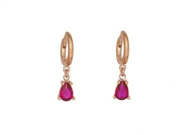 Μικρά κρικάκια απο ασήμι 925 με ροζ επιχρύσωμα και στοιχείο με κόκκινα ζιργκόν.S-28-KOKI-RG-85 - EXCITE - 