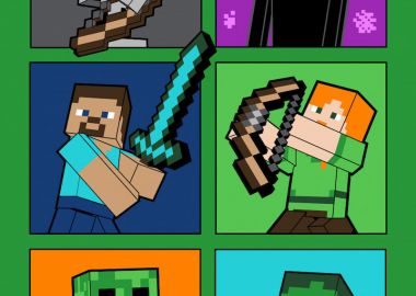 Minecraft Fight Badges εξαιρετικά μαλακή polar fleece κουβέρτα 100x150 cm Πράσινο - Minecraft - 