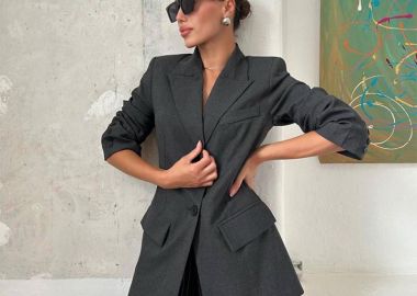 ΜΙΝΕΥ γυναικείο μπλέιζερ με κουμπιά (σκούρο γκρι) - SOU - 