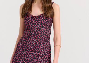 Μίνι φλοράλ φόρεμα σε γραμμή άλφα - FUNKY BUDDHA - 