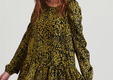 Mini φόρεμα με all over τύπωμα και βολάν - FUNKY BUDDHA - 