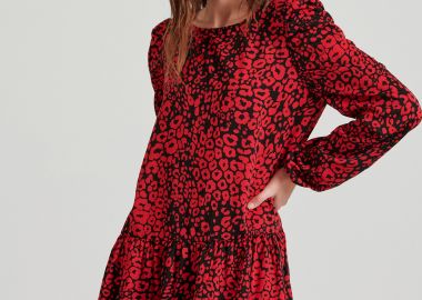 Mini φόρεμα με all over τύπωμα και βολάν - FUNKY BUDDHA - 