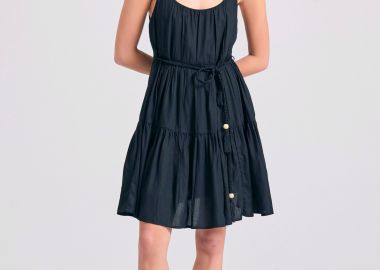 Μίνι φόρεμα με βολάν από βισκόζη - FUNKY BUDDHA - 