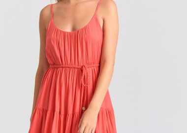 Μίνι φόρεμα με βολάν από βισκόζη - FUNKY BUDDHA - 