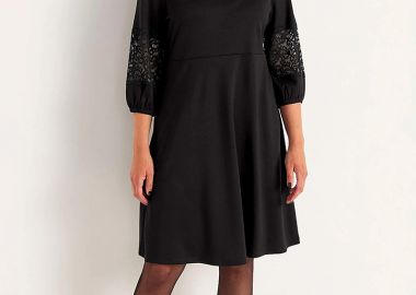 Mini φόρεμα με δαντέλα σε μαύρο χρώμα -  - 