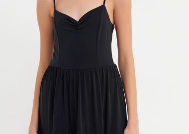 Μίνι φόρεμα με τιράντες και βολάν - FUNKY BUDDHA - 