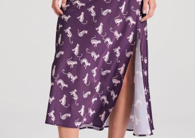 Μίντι εμπριμέ φούστα με άνοιγμα στο πλάι - FUNKY BUDDHA - 