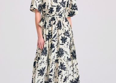 Μίντι εμπριμέ σεμιζιέ φόρεμα με βολάν - FUNKY BUDDHA - 