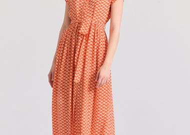 Μίντι εμπριμέ σεμιζιέ φόρεμα με πλαϊνό δέσιμο - FUNKY BUDDHA - 