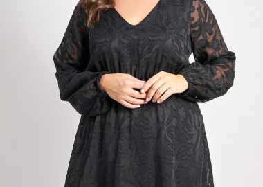 Μίντι φόρεμα ανάγλυφο φλοράλ chiffon -  - 