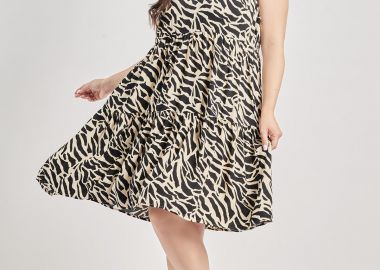 Μίντι Φόρεμα βισκόζη εμπριμέ animal print -  - 