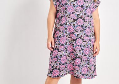 Μίντι φόρεμα βισκόζη εμπριμέ φλοράλ -  - 