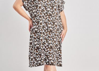 Μίντι φόρεμα βισκόζη εμπριμέ φλοράλ -  - 