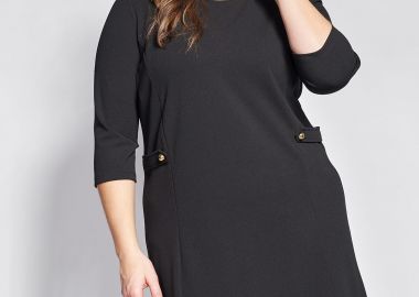 Μίντι φόρεμα ελαστικό κρεπ με διακοσμητικά ζωνάκια -  - 